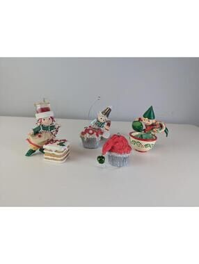 2006 Hallmark Christmas Elf Ornament Lot of 4 Baking Kitchen Holiday Decor